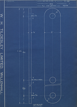 Thomas Holcroft & Sons  Strap WH Tildesley Forging Technical Drawing