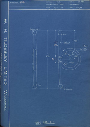 Thomas Warman & Sons  Side for Bit WH Tildesley Forging Technical Drawing