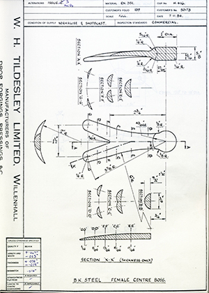 Timothy Parkes & Sons LTD 50173 BK Steel - Female Centre Boss WH Tildesley Forging Technical Drawing