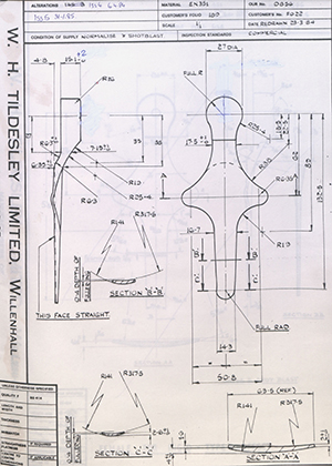 Timothy Parkes & Sons LTD F022  WH Tildesley Forging Technical Drawing