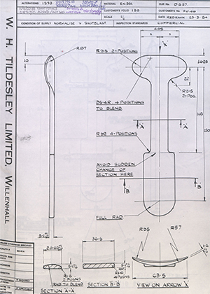 Timothy Parkes & Sons LTD F046  WH Tildesley Forging Technical Drawing