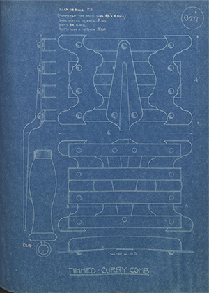 Tinned Curry Comb WH Tildesley Forging Technical Drawing