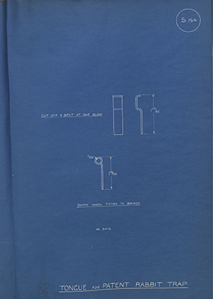 Tongue for Patent Rabbit Trap WH Tildesley Forging Technical Drawing