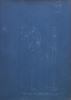 Trace Hook Egg Shaped Bow - No93 WH Tildesley Forging Technical Drawing