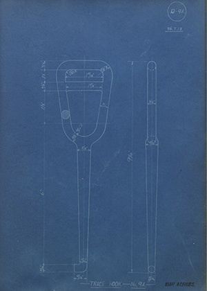 Trace Hook - No94 WH Tildesley Forging Technical Drawing