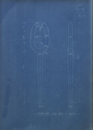 Trace Hook Oval Bow - No92 WH Tildesley Forging Technical Drawing