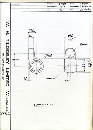 Triumph Engineering Co LTD 83-5319 Support Lug WH Tildesley Forging Technical Drawing