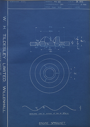 Triumph Engineering Co LTD E1163 Engine Sprocket WH Tildesley Forging Technical Drawing