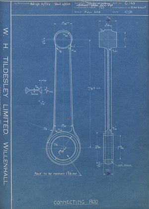 Triumph Engineering Co LTD E1401 / E21401T Connecting Rod WH Tildesley Forging Technical Drawing