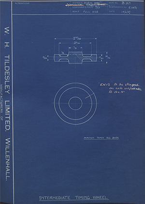 Triumph Engineering Co LTD E1471 Intermediate Timing Wheel WH Tildesley Forging Technical Drawing