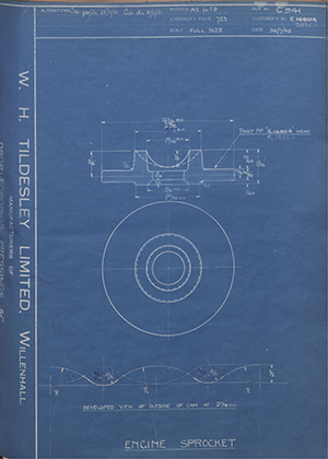 Triumph Engineering Co LTD E1680A / E2826A Engine Sprocket WH Tildesley Forging Technical Drawing