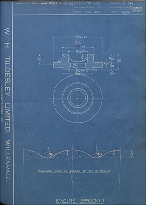 Triumph Engineering Co LTD E1680F / E2826F Engine Sprocket WH Tildesley Forging Technical Drawing