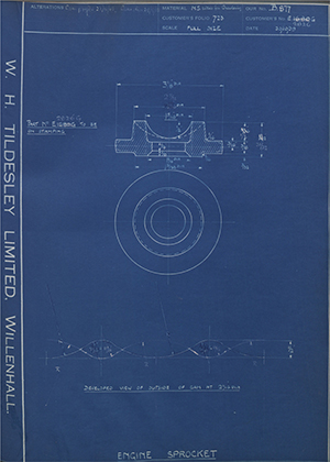 Triumph Engineering Co LTD E1680G / E2826 Engine Sprocket WH Tildesley Forging Technical Drawing