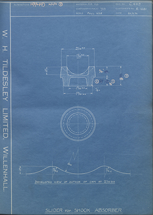 Triumph Engineering Co LTD E1681 Slider for Shock Absorber WH Tildesley Forging Technical Drawing