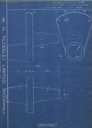 Triumph Engineering Co LTD E1749 Crankshaft WH Tildesley Forging Technical Drawing