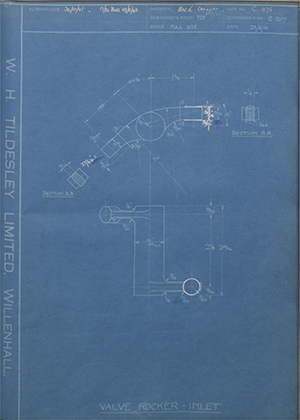 Triumph Engineering Co LTD E2117 Valve Rocker - Inlet WH Tildesley Forging Technical Drawing