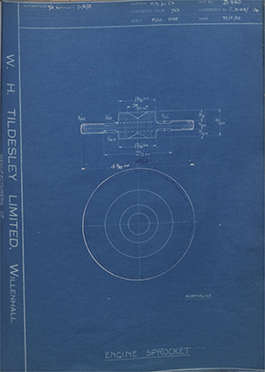 Triumph Engineering Co LTD E3108 / E1324 Engine Sprocket WH Tildesley Forging Technical Drawing