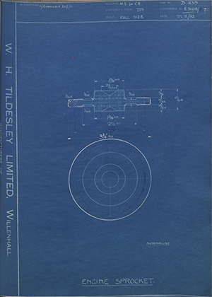 Triumph Engineering Co LTD E3108 / E1922 Engine Sprocket WH Tildesley Forging Technical Drawing