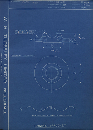 Triumph Engineering Co LTD E471D Engine Sprocket WH Tildesley Forging Technical Drawing