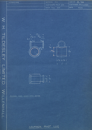 Triumph Engineering Co LTD F1658/9 Gearbox Pivot Lug WH Tildesley Forging Technical Drawing