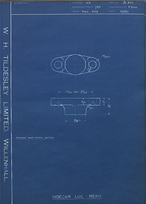 Triumph Engineering Co LTD F1744 Sidecar Lug - Rear WH Tildesley Forging Technical Drawing