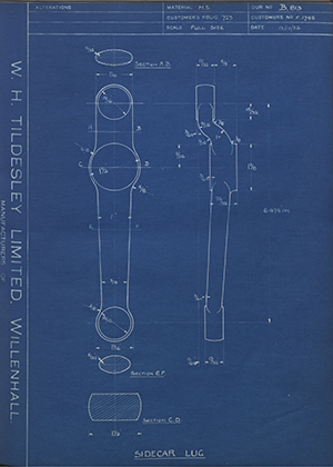 Triumph Engineering Co LTD F1745 Sidecar Lug WH Tildesley Forging Technical Drawing