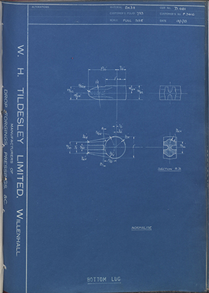 Triumph Engineering Co LTD F3416 Bottom Lug WH Tildesley Forging Technical Drawing