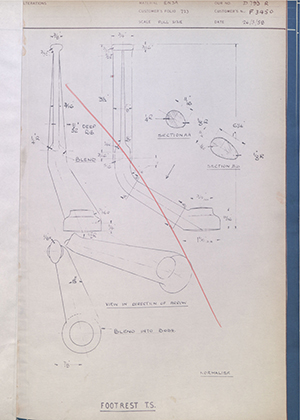 Triumph Engineering Co LTD F3450 Footrest - TS WH Tildesley Forging Technical Drawing