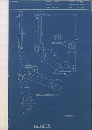 Triumph Engineering Co LTD F3450 Footrest - TS WH Tildesley Forging Technical Drawing