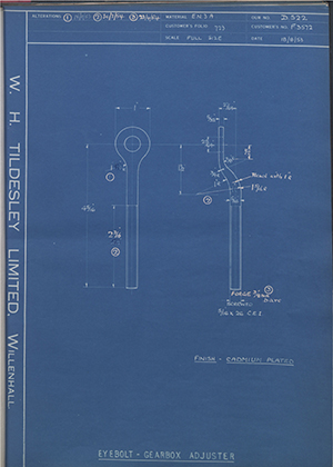 Triumph Engineering Co LTD F3572 Eyebolt - Gearbox Adjuster WH Tildesley Forging Technical Drawing