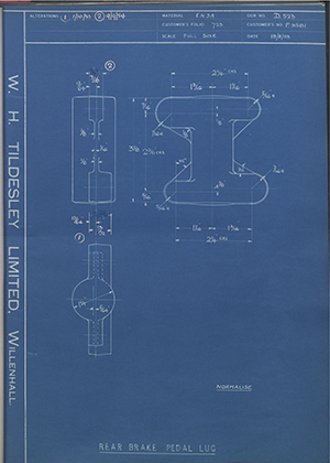 Triumph Engineering Co LTD F3581 Rear Brake Pedal Lug WH Tildesley Forging Technical Drawing