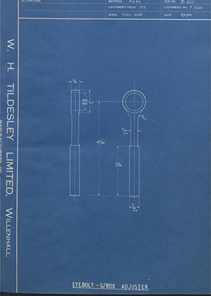 Triumph Engineering Co LTD F3768 Eyebolt - Gearbox Adjuster WH Tildesley Forging Technical Drawing