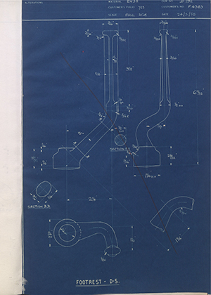 Triumph Engineering Co LTD F4383 Footrest - DS WH Tildesley Forging Technical Drawing