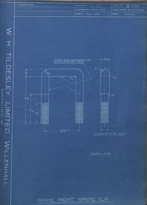 Triumph Engineering Co LTD GF626 Frame Front Spring Clip WH Tildesley Forging Technical Drawing