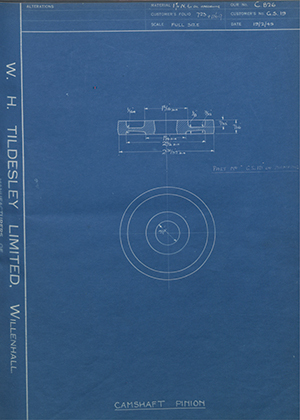 Triumph Engineering Co LTD GS20 Intermediate Timing Wheel WH Tildesley Forging Technical Drawing