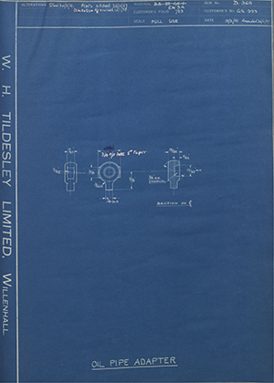 Triumph Engineering Co LTD GS223 Oil Pipe Adapter WH Tildesley Forging Technical Drawing