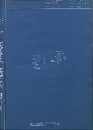 Triumph Engineering Co LTD GS223 Oil Pipe Adapter WH Tildesley Forging Technical Drawing