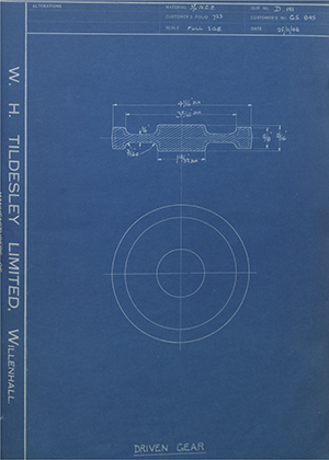 Triumph Engineering Co LTD GS845 Driven Gear WH Tildesley Forging Technical Drawing