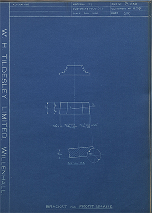 Triumph Engineering Co LTD H215 Bracket for Front Brake WH Tildesley Forging Technical Drawing