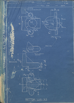 Triumph Engineering Co LTD H387 Bottom Lug - Nearside WH Tildesley Forging Technical Drawing