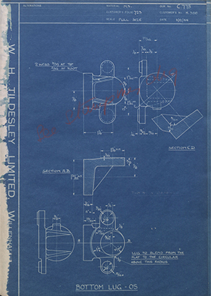 Triumph Engineering Co LTD H388 Bottom Lug - Outer Side WH Tildesley Forging Technical Drawing