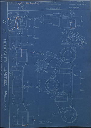 Triumph Engineering Co LTD H663 Top Lug WH Tildesley Forging Technical Drawing