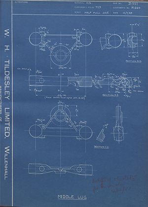 Triumph Engineering Co LTD H664 Middle Lug WH Tildesley Forging Technical Drawing