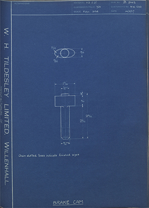 Triumph Engineering Co LTD NW235 Brake Cam WH Tildesley Forging Technical Drawing