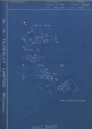 Triumph Engineering Co LTD Q2223 / E3218 Inlet Rocker WH Tildesley Forging Technical Drawing