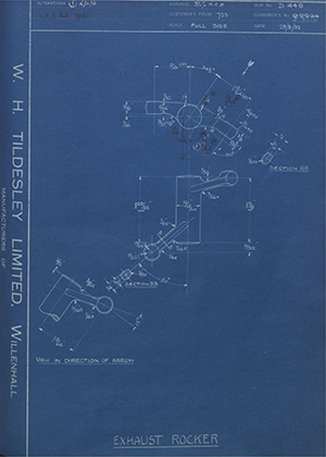 Triumph Engineering Co LTD Q2224 / E3219 Exhaust Rocker WH Tildesley Forging Technical Drawing