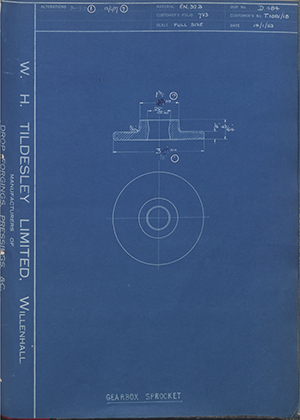 Triumph Engineering Co LTD T1081/18 Gearbox Sprocket WH Tildesley Forging Technical Drawing