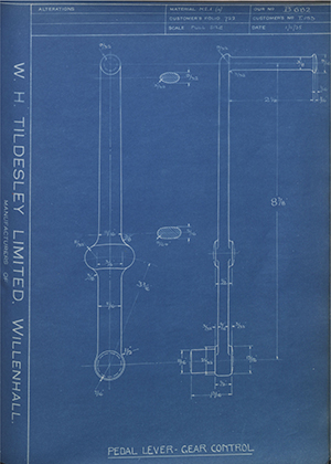 Triumph Engineering Co LTD T153 Pedal Lever - Gear Control WH Tildesley Forging Technical Drawing