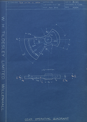 Triumph Engineering Co LTD T397 Gear Operating Quadrant WH Tildesley Forging Technical Drawing