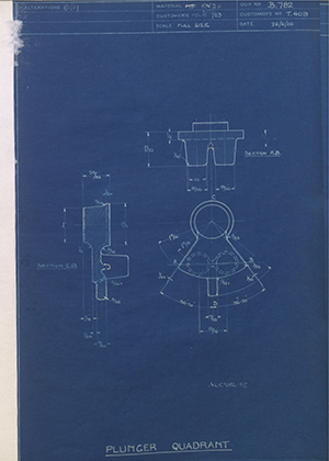 Triumph Engineering Co LTD T409 Punger Quadrant WH Tildesley Forging Technical Drawing